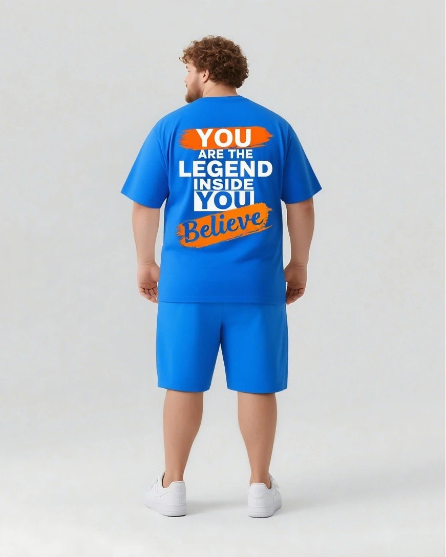YOU ARE THE LEGEND Slogan T-shirt Shorts Set