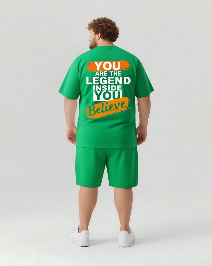 YOU ARE THE LEGEND Slogan T-shirt Shorts Set