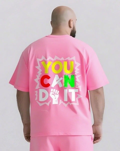 YOU CAN DO IT Slogan T-shirt 2-Piece Set