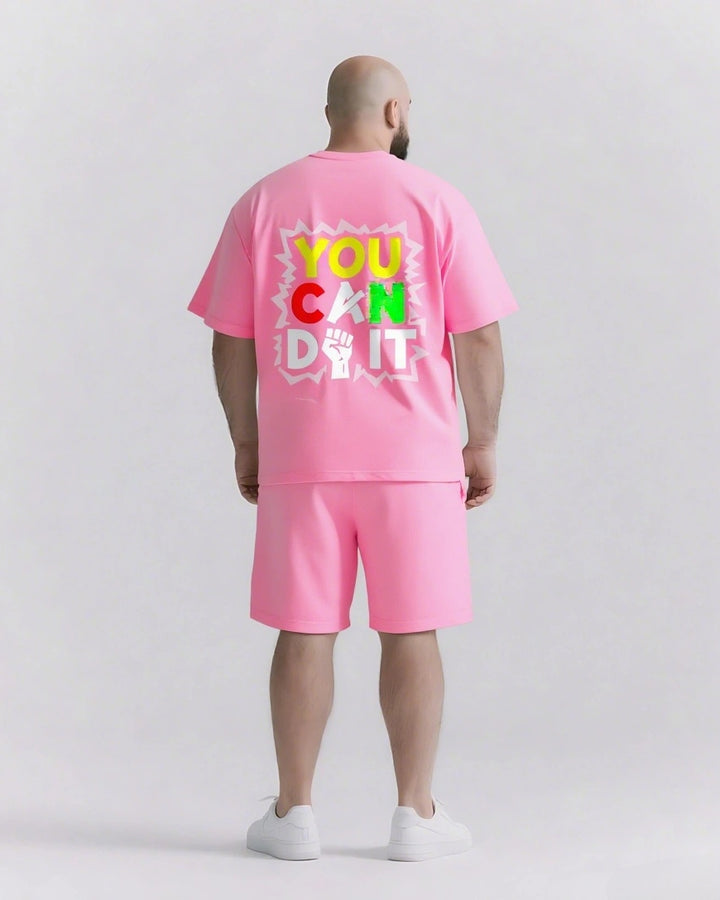 YOU CAN DO IT Slogan T-shirt 2-Piece Set
