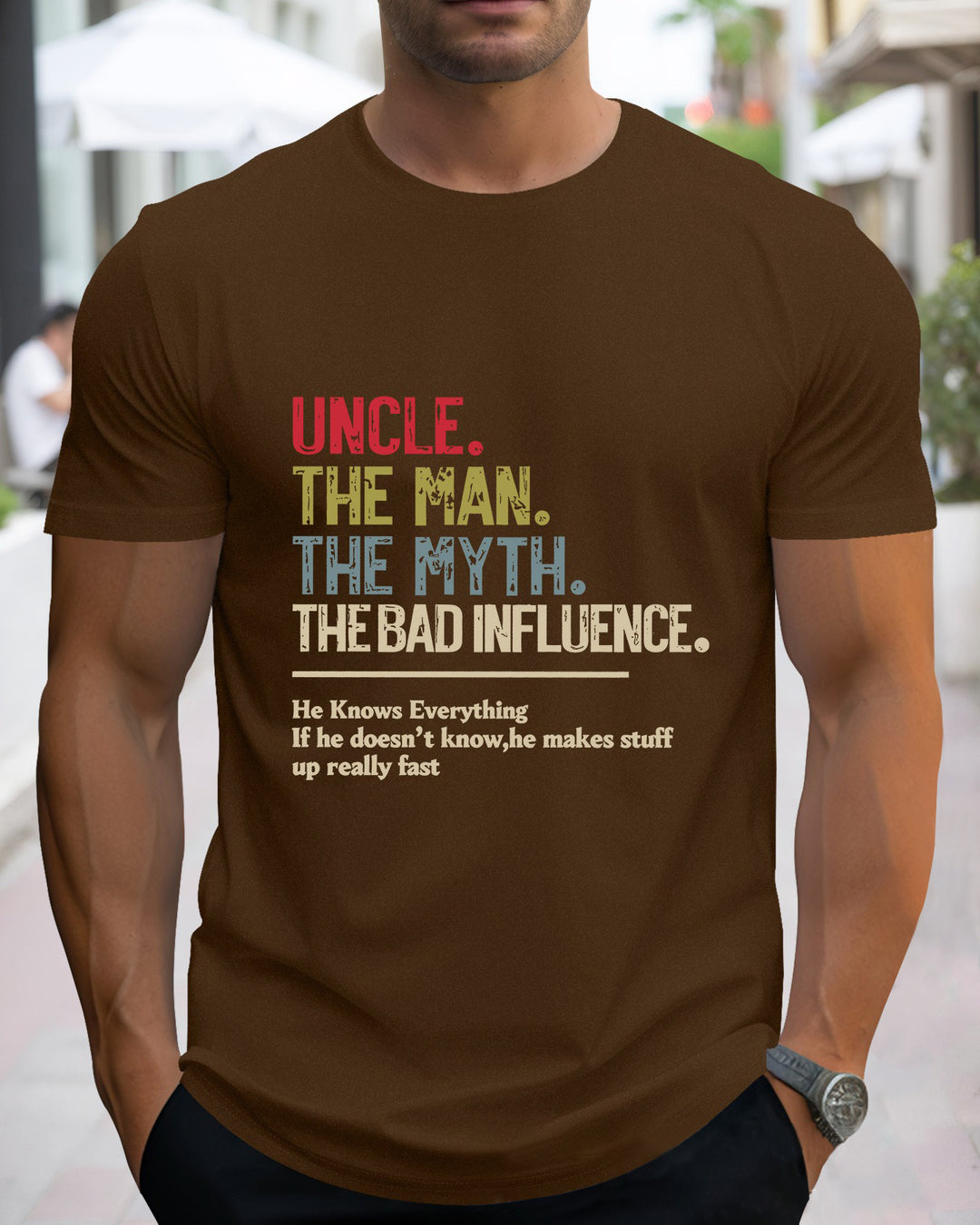 S-2XL Uncle The Man The Myth The Bad Influence Print T-Shirt