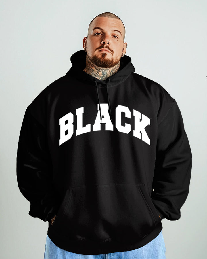 Cotton-Simple Black Letter Print Men's Loose Oversized Sweatshirt