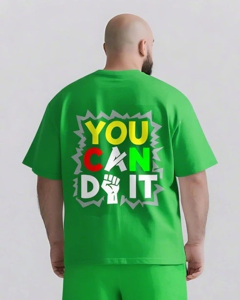 YOU CAN DO IT Slogan T-shirt 2-Piece Set