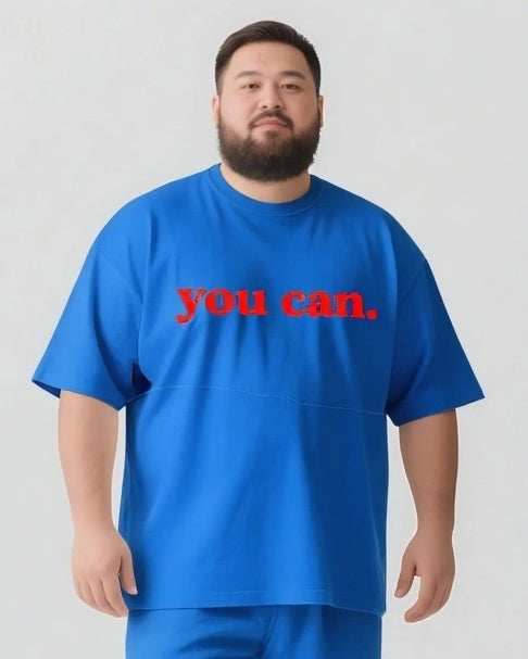 YOU CAN Slogan T-shirt 2-Piece Set