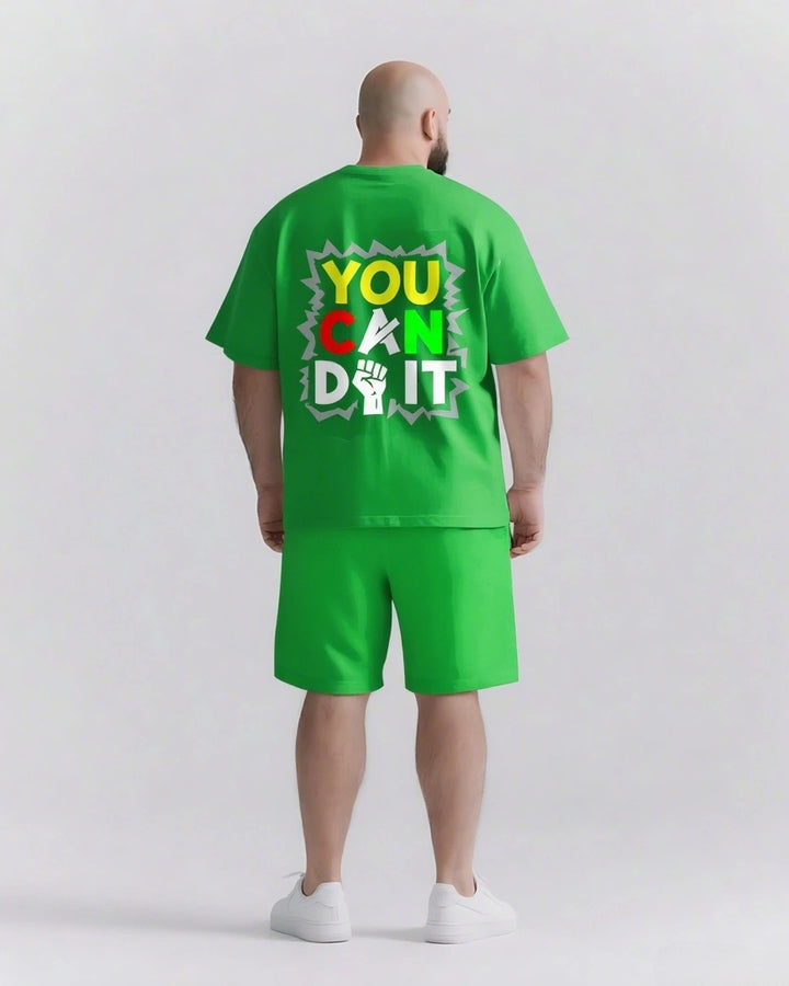 YOU CAN DO IT Slogan T-shirt 2-Piece Set