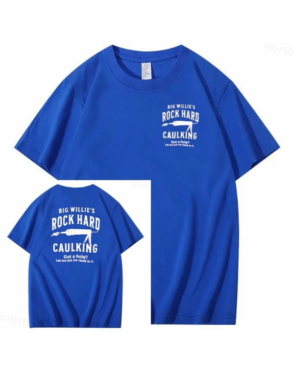 S-5XL Big Willie’s Rock Pattern Print Crew Neck T-Shirt