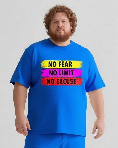 NO FEAR NO LIMIT NO EXCUSE Slogan T-shirt Shorts Set