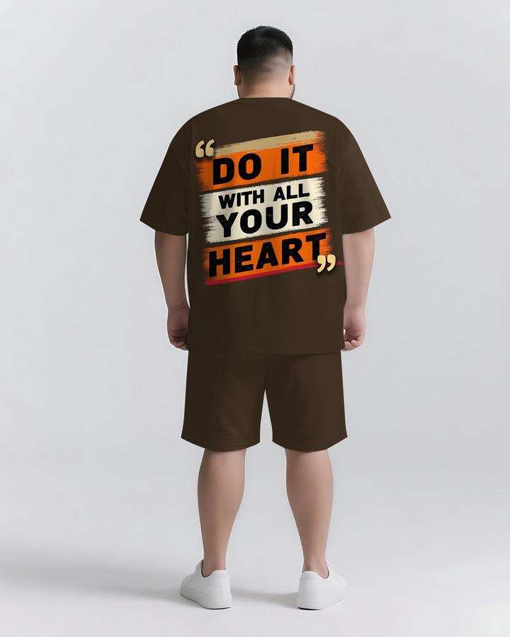 Do It with All Your Heart Slogan 2-Piece T-shirt Set