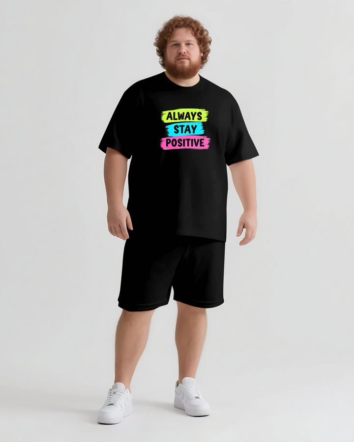 ALWAYS STAY POSITIVE Slogan T-shirt Shorts Set