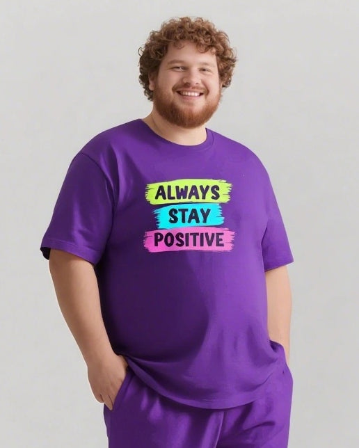ALWAYS STAY POSITIVE Slogan T-shirt Shorts Set