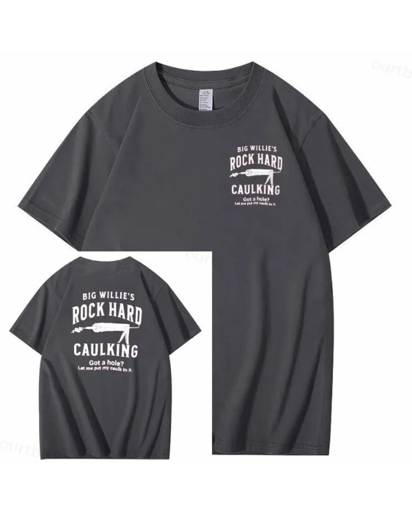 S-5XL Big Willie’s Rock Pattern Print Crew Neck T-Shirt