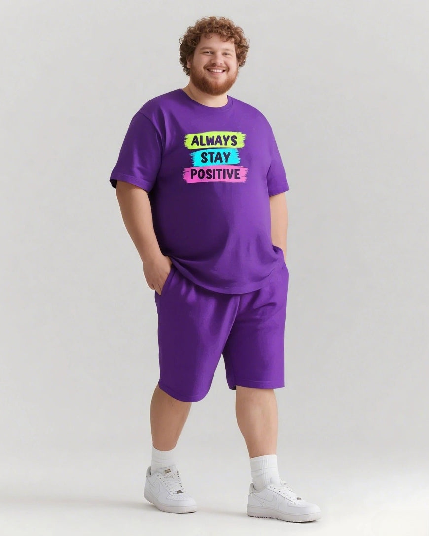ALWAYS STAY POSITIVE Slogan T-shirt Shorts Set