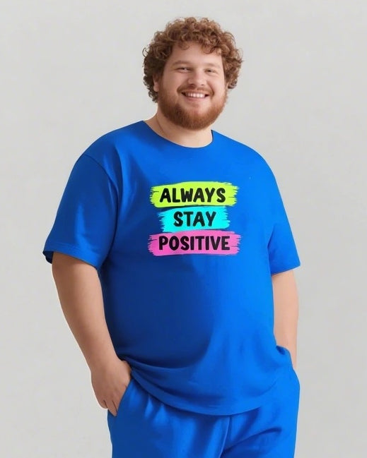 ALWAYS STAY POSITIVE Slogan T-shirt Shorts Set