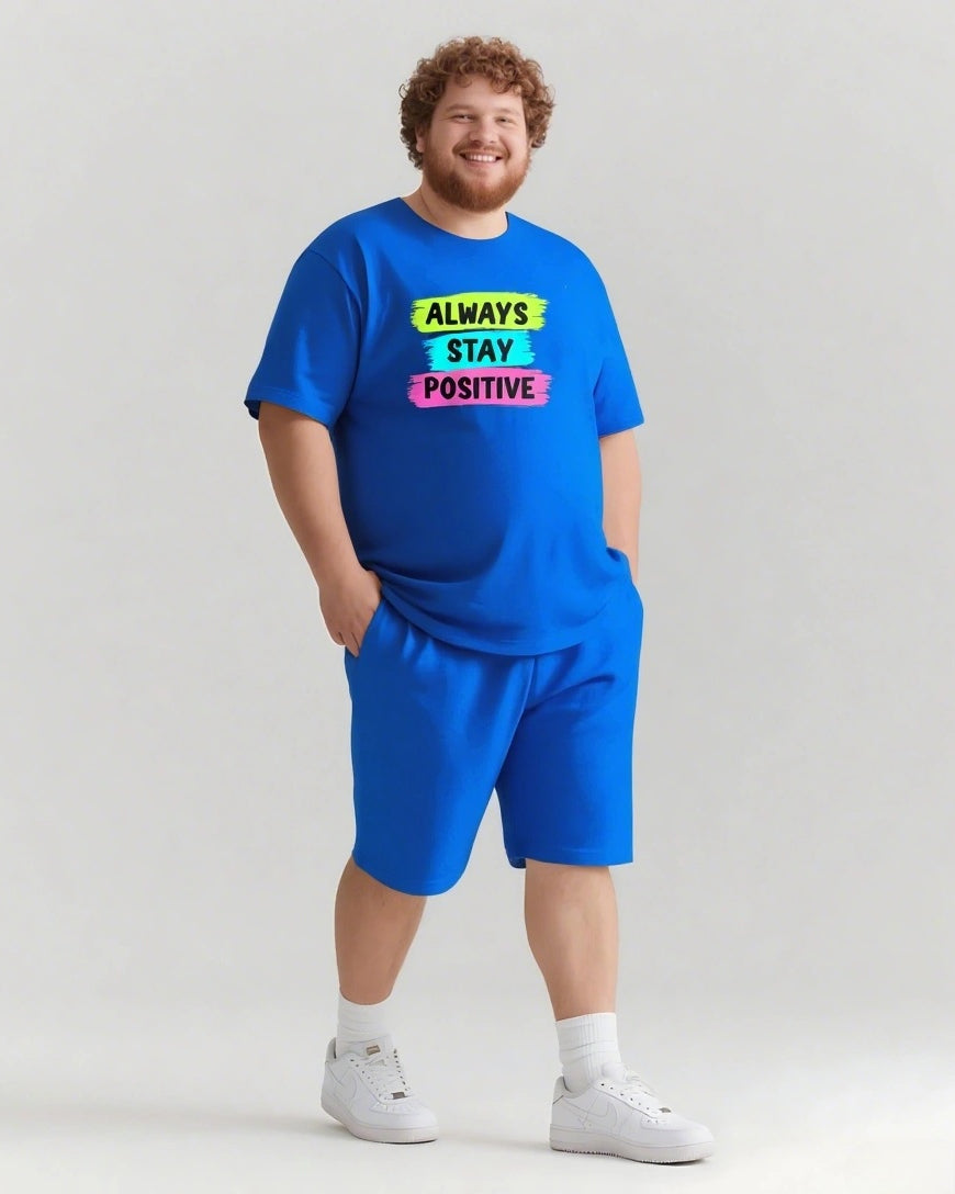 ALWAYS STAY POSITIVE Slogan T-shirt Shorts Set