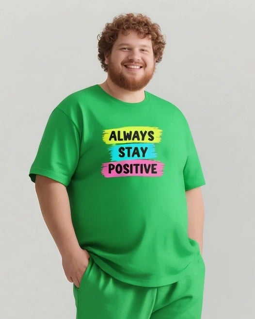 ALWAYS STAY POSITIVE Slogan T-shirt Shorts Set
