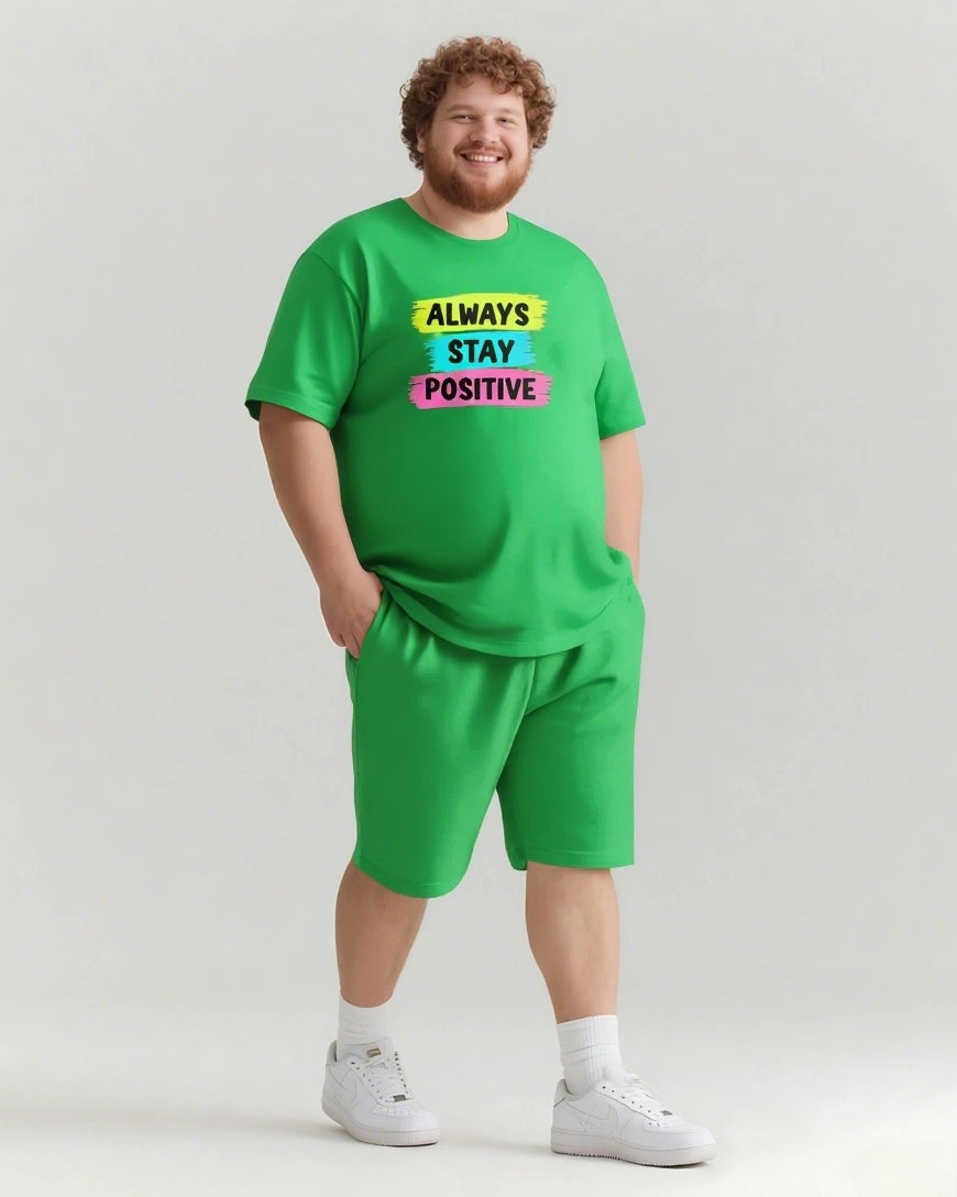 ALWAYS STAY POSITIVE Slogan T-shirt Shorts Set