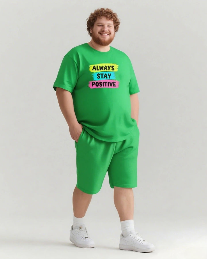 ALWAYS STAY POSITIVE Slogan T-shirt Shorts Set