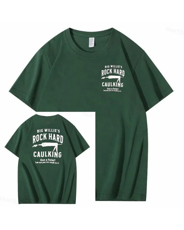 S-5XL Big Willie’s Rock Pattern Print Crew Neck T-Shirt