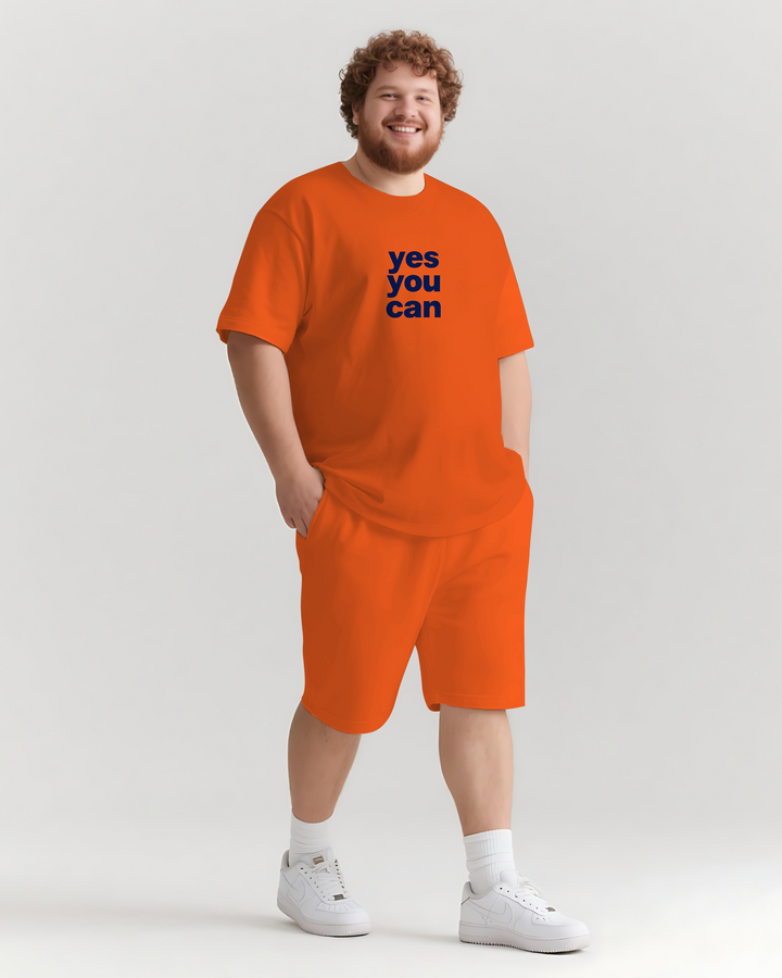 yes you can Slogan T-shirt Shorts Set