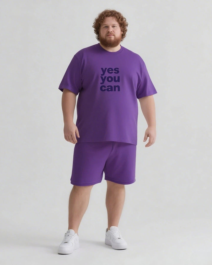 yes you can Slogan T-shirt Shorts Set