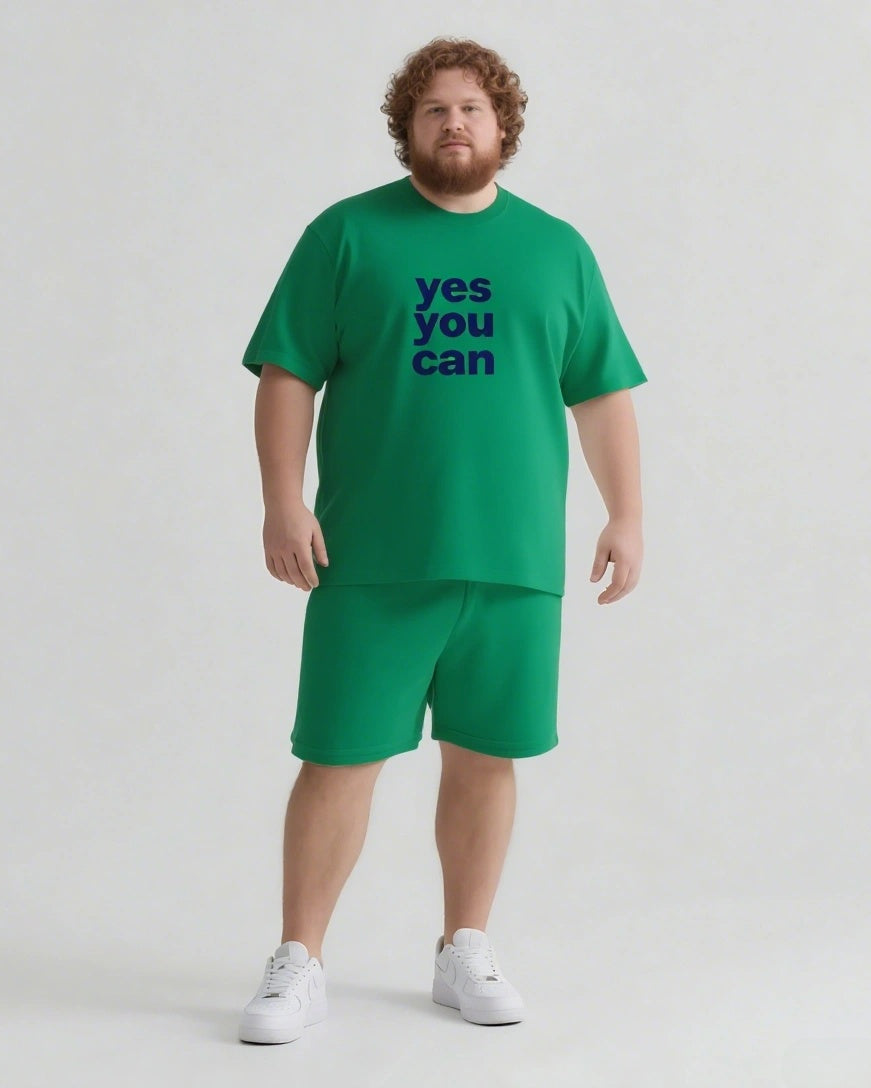 yes you can Slogan T-shirt Shorts Set