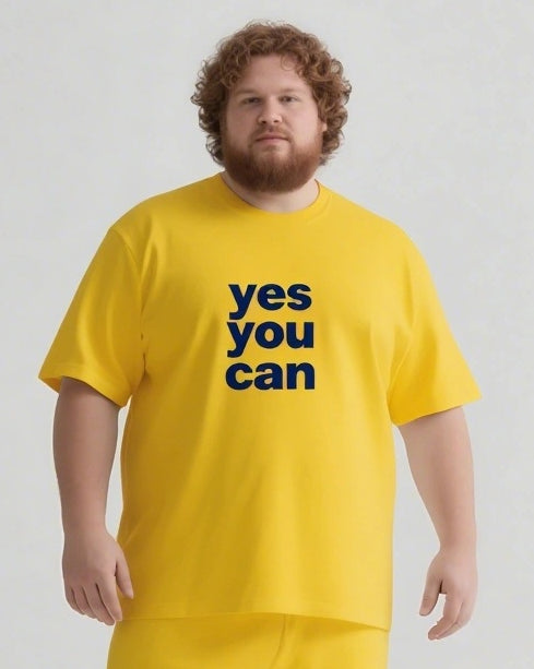 yes you can Slogan T-shirt Shorts Set