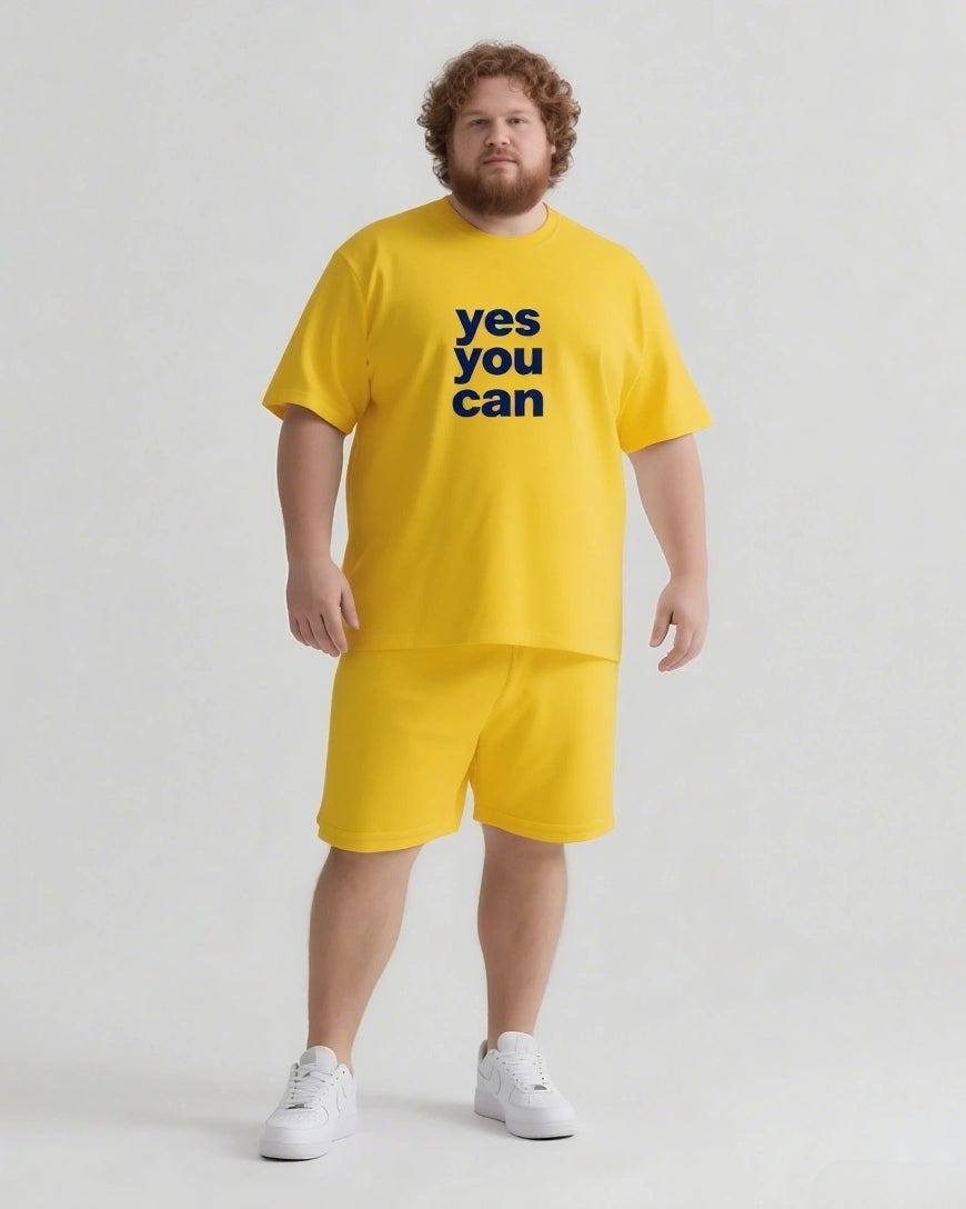 yes you can Slogan T-shirt Shorts Set