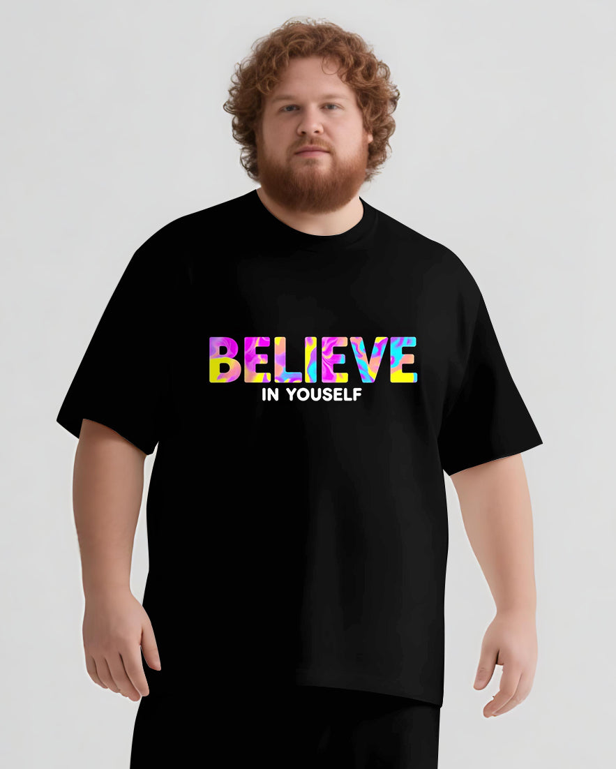 BELIEVE IN YOURSELF Slogan T-shirt Shorts Set