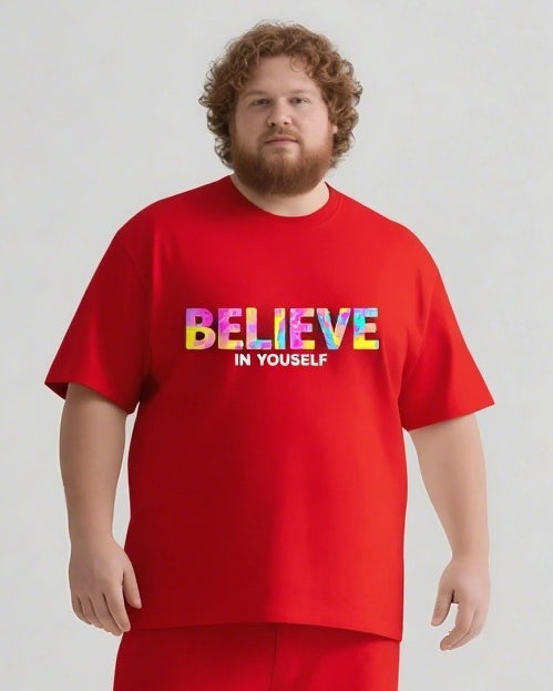BELIEVE IN YOURSELF Slogan T-shirt Shorts Set