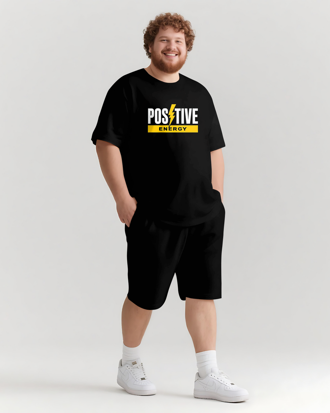 POSITIVE ENERGY Slogan T-shirt Shorts Set