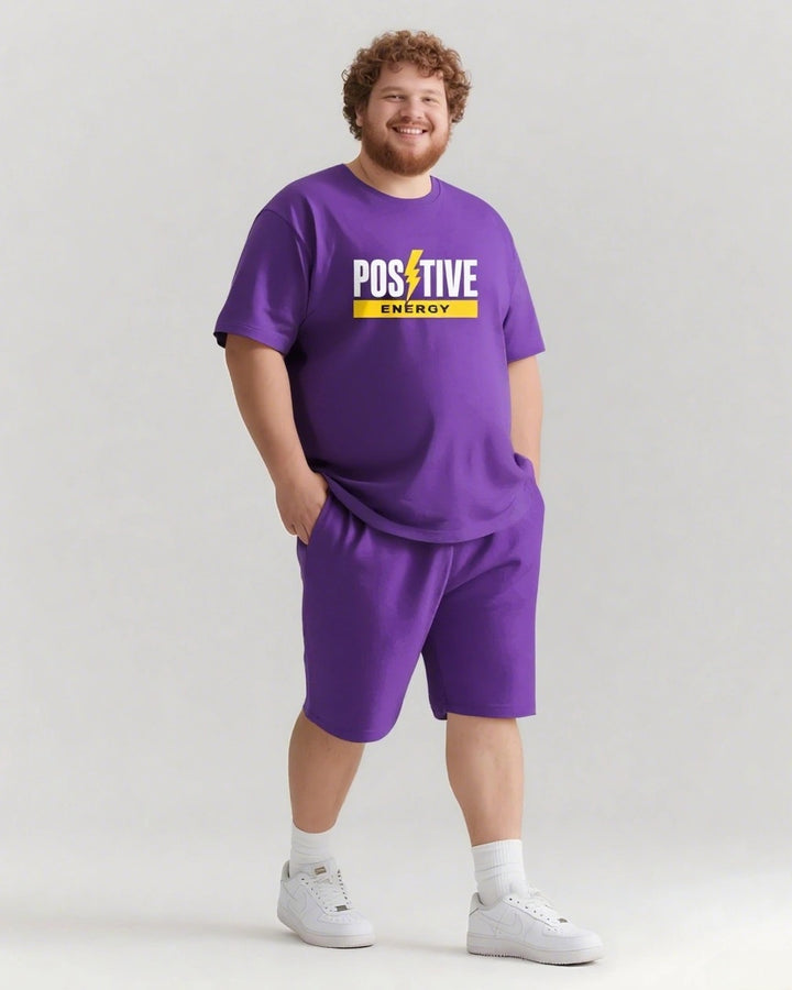POSITIVE ENERGY Slogan T-shirt Shorts Set