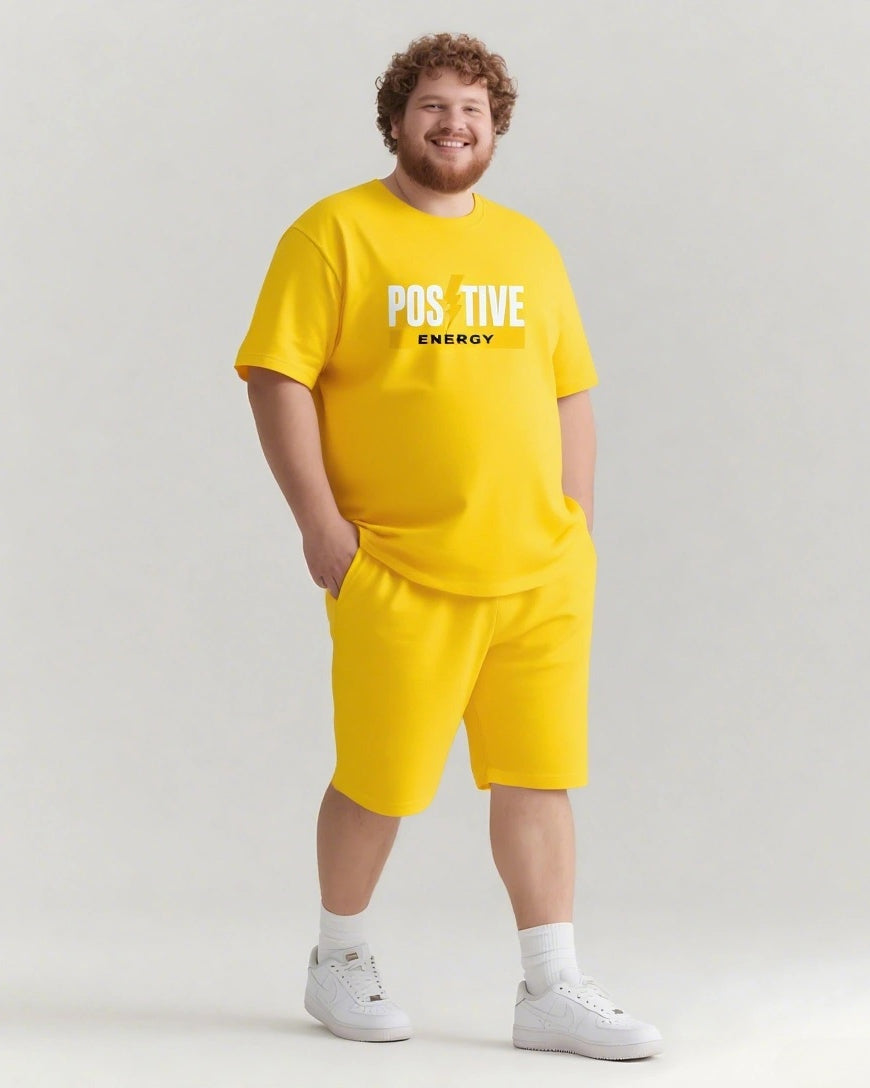 POSITIVE ENERGY Slogan T-shirt Shorts Set