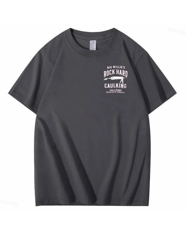 S-5XL Big Willie’s Rock Pattern Print Crew Neck T-Shirt