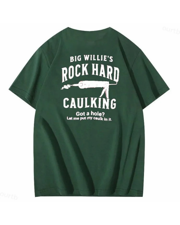 S-5XL Big Willie’s Rock Pattern Print Crew Neck T-Shirt