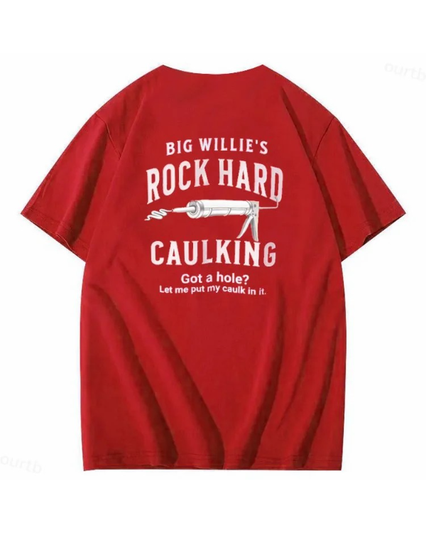 S-5XL Big Willie’s Rock Pattern Print Crew Neck T-Shirt