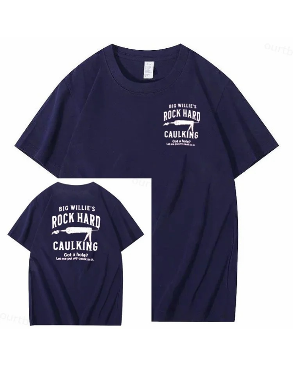 S-5XL Big Willie’s Rock Pattern Print Crew Neck T-Shirt