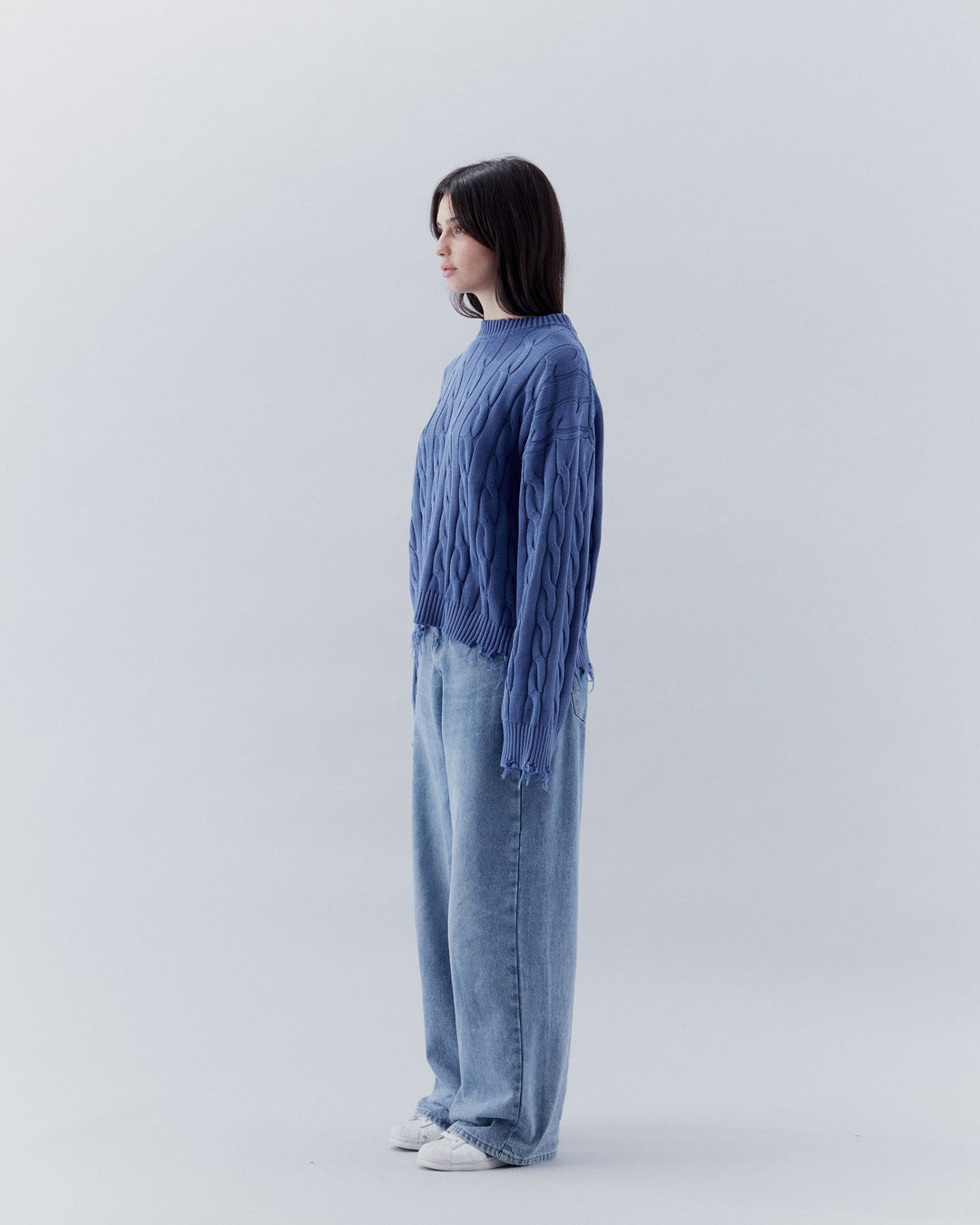 Men's and Women's Ripped Cable Knit Sweaters