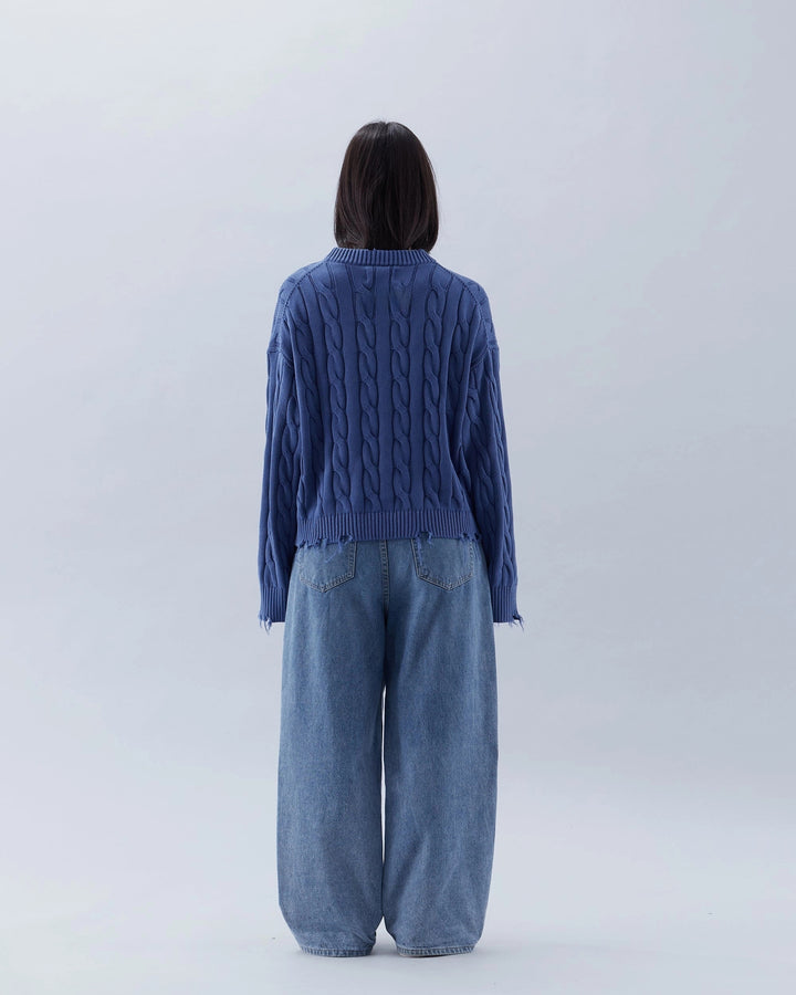 Men's and Women's Ripped Cable Knit Sweaters