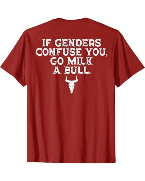 S-3XL If Genders Confuse You Go Milk A Bull Back Printed T-Shirt