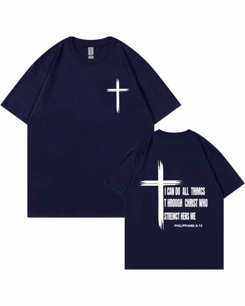 S-3XL I CAN DO ALL THING Funny Cross Casual T-shirts