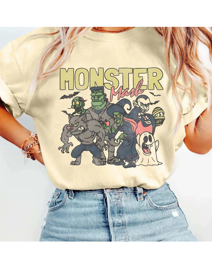 S-2XL Halloween Monster Mash Vintage T-Shirt