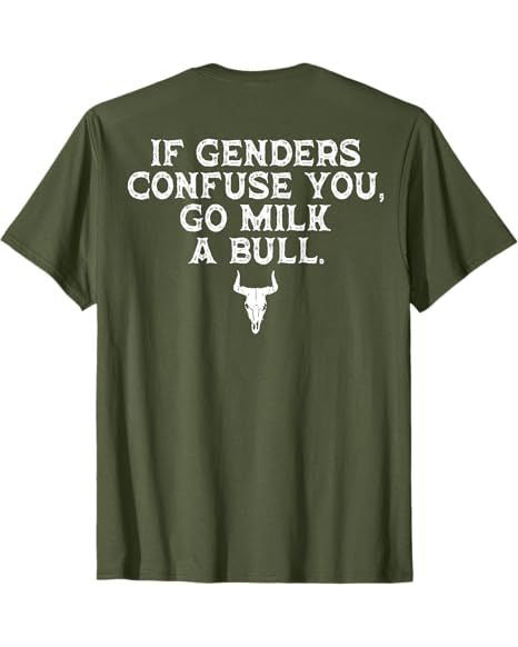 S-3XL If Genders Confuse You Go Milk A Bull Back Printed T-Shirt