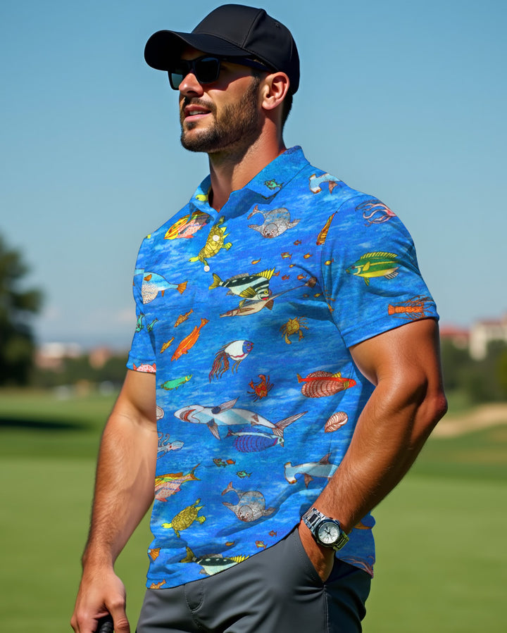 Dream Sea Sky Color Men's Polo Short Sleeve