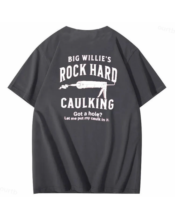 S-5XL Big Willie’s Rock Pattern Print Crew Neck T-Shirt