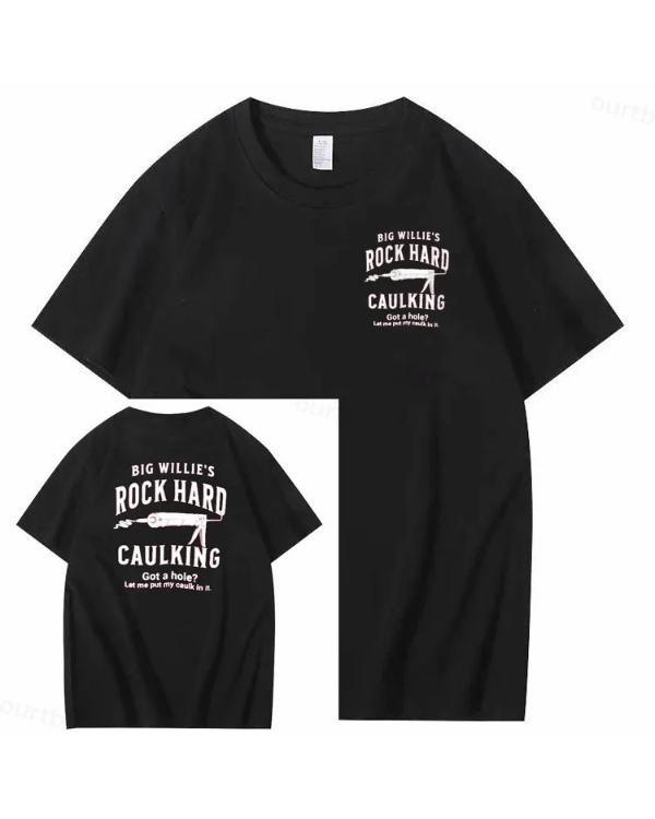 S-5XL Big Willie’s Rock Pattern Print Crew Neck T-Shirt