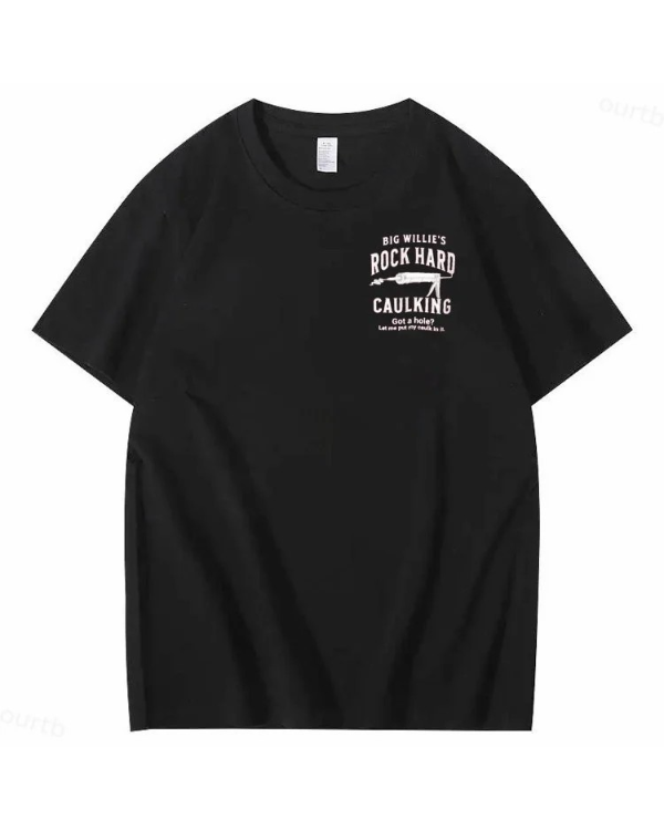S-5XL Big Willie’s Rock Pattern Print Crew Neck T-Shirt
