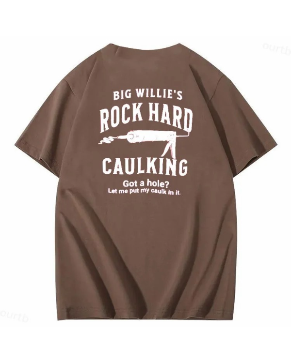 S-5XL Big Willie’s Rock Pattern Print Crew Neck T-Shirt