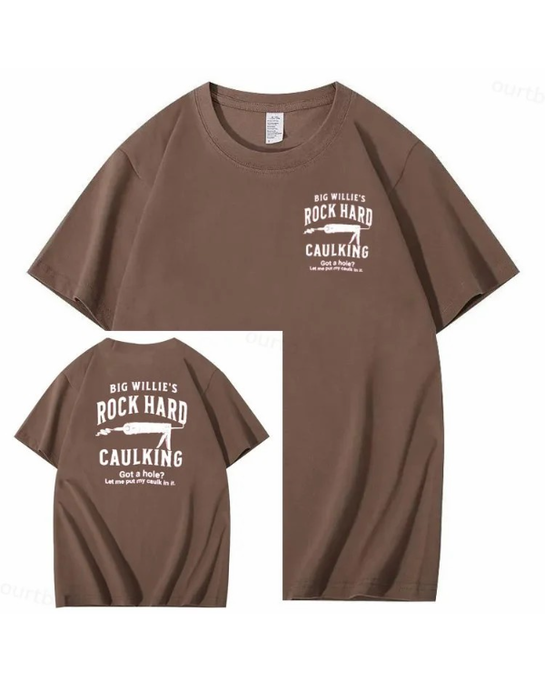 S-5XL Big Willie’s Rock Pattern Print Crew Neck T-Shirt