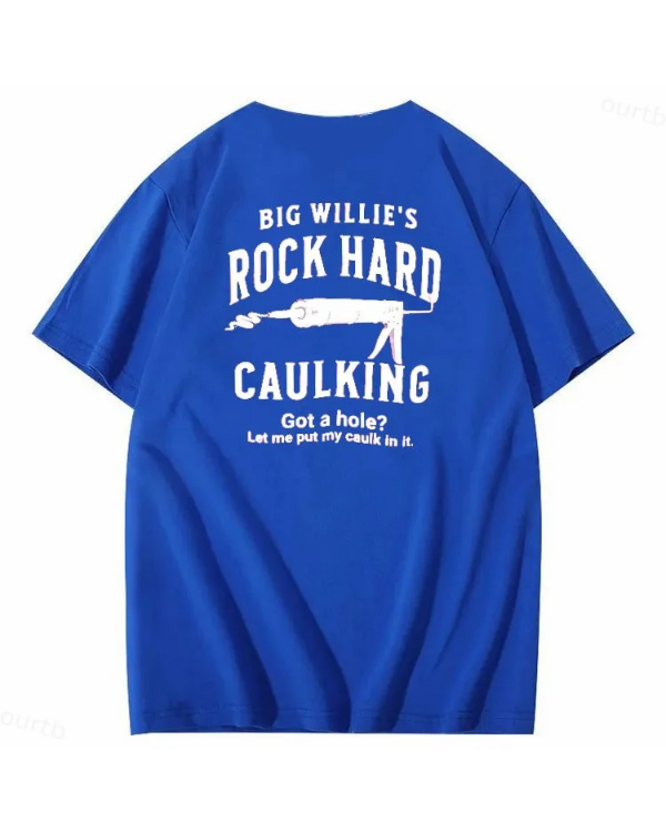S-5XL Big Willie’s Rock Pattern Print Crew Neck T-Shirt
