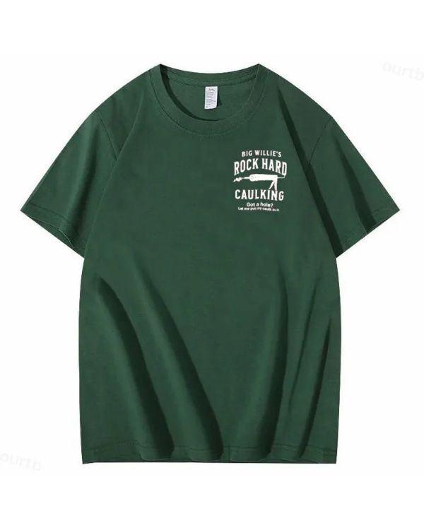 S-5XL Big Willie’s Rock Pattern Print Crew Neck T-Shirt